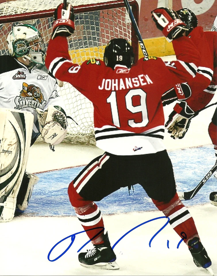Foto assinada à mão 8x10 de Ryan Johansen jaquetas azuis Columbus hóquei NHL - Imagem 1 de 1