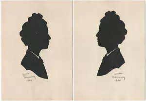 Louise Browning 2 sagome originali di donna firmate e datate 1948 arte americana - Foto 1 di 1