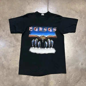 Vintage KANSAS Band T Shirt Large Black Song For America Tour Double Sided 80s - Picture 1 of 7