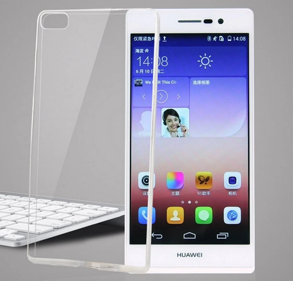 Custodia In Gel TPU Sottile Ultra-Sottile 0,3mm Trasparente Per Huawei P8 - Immagine 1 di 4