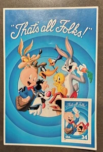 2001 USPS PORKY PIG "That's All Folks" - Looney Tunes Pane of 1, 34 Cent, MNH - Picture 1 of 2