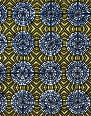 Tela/Ankara Estampado Africano - Verde, Azul Diseño "Orun Halo", 1 Yarda Foto 1 de 2
