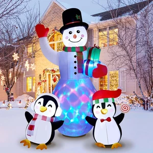 Muñeco de nieve inflable para exteriores de 8 pies para pingüino decoración inflable de Navidad con luz LED - Imagen 1 de 7