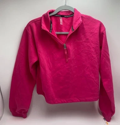 Moletom feminino pequeno CALVIN KLEIN Performance pulôver quarto de zíper - Imagem 1 de 4