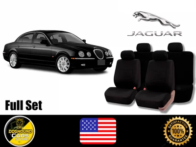 Juego completo de fundas de asiento negras de alta calidad antideslizantes acolchadas para todos Jaguar Foto 1 de 4