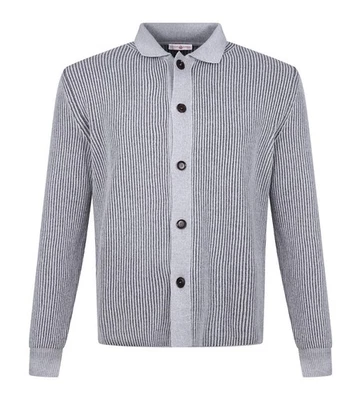 NUEVO Luciano Barbera lana cachemir acanalado cárdigan EU 52 US 42 L GRIS... - Imagen 1 de 4