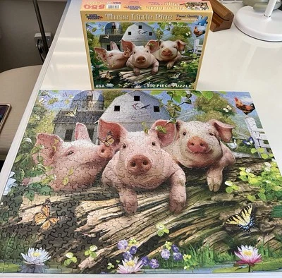 White Mountain Three Little Pigs Jigsaw 550 Piece Complete 2011 Puzzle #866S - Image 1 of 4