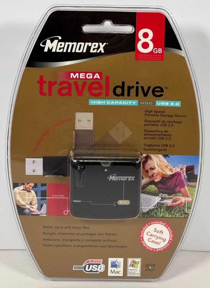 Memorex High Speed Mega Travel Drive 8 GB Portable Storage Device w/ Case - NEW - Image 1 of 4