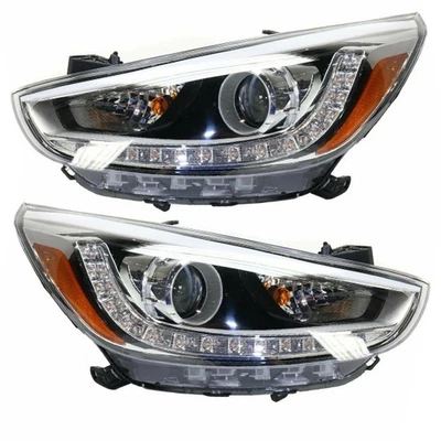For 14-17 Accent Projector Headlight w/LED Daytime Running Light w/Bulb SET PAIR Foto 1 de 4