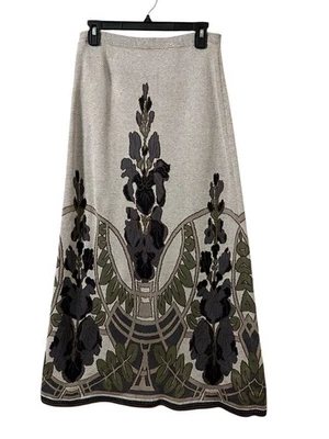 Peruvian Connection Wisteria Jacquard Knit Skirt Women’s Sz M Maxi A-line Floral - Image 1 of 4