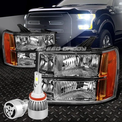 FARO LENTE TRANSPARENTE + ESQUINA ÁMBAR + LED BLANCO H8 HID CON VENTILADOR PARA 07-14 GMC SIERRA Foto 1 de 4