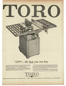1956 TORO 8" Deluxe Tilt-Arbor Saw Print Ad - Picture 1 of 1