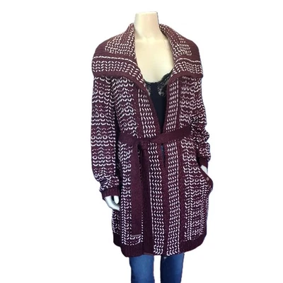 Abrigo Suéter Grande Casa Blanca Mercado Negro Granate Rojo Trenzado Crema Cuadros Nuevo con Etiquetas Foto 1 de 4