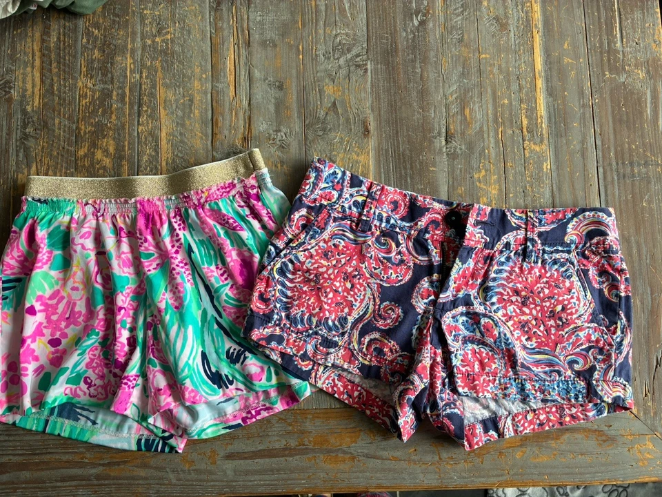 Шорты Lilly Pulitzer Rylan с цветочным принтом атласные женские лот из 2 XS - Изображение 1 из 4