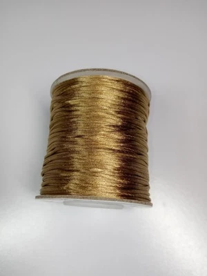 Cuerda de satén cola de rata de 1 mm para rebordear joyas Kumihimo artesanía marrón claro 200 yardas Foto 1 de 2