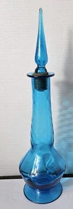 Vintage Empoli Blue Diamond Genie Dekanter Flasche Flammenspitze MCM 16,5" - Bild 1 von 8