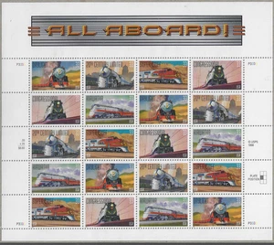US SCOTT 3333 - 3337 PANE OF 20 ALL ABOARD 33 CENTS FACE MNH - Picture 1 of 1