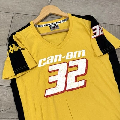 Camiseta Kappa Can-Am 32 amarilla gráfica de carreras XL negra a rayas ropa de calle deportiva Y2K Foto 1 de 4