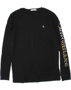 CALVIN KLEIN JEANS Boys Graphic Top Long Sleeve 13-14 Years Black Cotton DL16 - Picture 1 of 3
