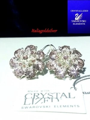 Orecchini Donna Argento Rod. SWAROVSKI ELEMENTS ORIGINALI Ragazza Fiore Oro love - Immagine 1 di 4