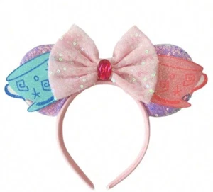 NEW Disney TEA CUPS Ride Hat ALICE IN WONDERLAND Ears Mickey Ears Headband PINK - Picture 1 of 4
