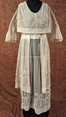 EDWARDIAN TEENS BRIDAL NET DRESS W RICH HAND DONE SOUTACHE DETAILING - Image 1 of 4