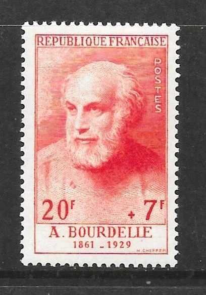 FRANCE 1954 20fr+7fr Bourdelle National Relief Fund vf mint hinged SG 1218 - Image 1 of 1