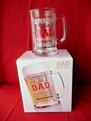 Taza de cerveza papá Stein Glass nueva en caja superhéroe maestro mejor amigo Sr. Fit It Problem Sol Foto 1 de 4