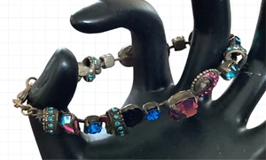 "Brazalete Sorelli multicolor cristal de Swarovski aspecto antiguo tono dorado 7,5""" - Imagen 1 de 9