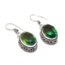 Bi-Colar Tourmaline Gemstone Jewelry Antique Design Handmade Earring Re-34326