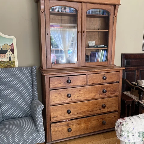 Antique American Southern Pine Stepback Cupboard Custom Made, One Of A Kind Cover