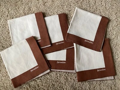 Juego de 6 servilletas vintage firmadas por Bob Van Allen mediados de siglo mod marrón crema años 70 Foto 1 de 4
