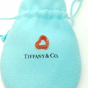 Tiffany & Co. Peretti Red Carnelian Hand Carved Small Open Heart Pendant Pouch - Picture 1 of 6
