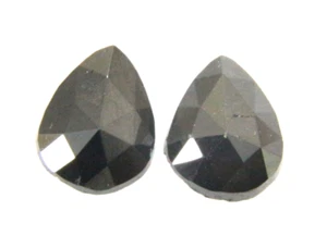 0.49Cts Rose Cut Black Diamond Sparkling Pear Shape Pair AAA Quality 5 MM - Picture 1 of 7