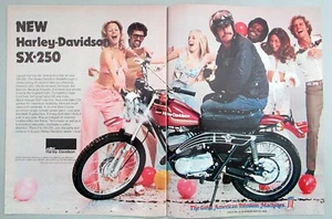 Harley-Davidson SX-250 Motorrad 1975 2-seitige Farbdruckanzeige - Bild 1 von 1