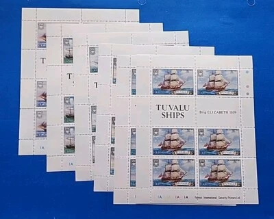 Estampillas de Tuvalu, Scott 151-156 conjunto completo hojas MNH Foto 1 de 4