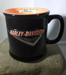 Harley Davidson Orange and Black "V Mug" 3D Logo Official Licensed 2001 16oz. - Picture 1 of 3