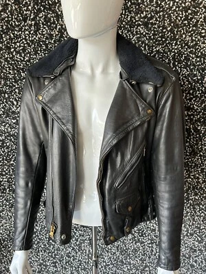 CHAQUETA DE MOTO DE CUERO BATES de cuero de caballo vintage rara años 60 chp Terminator talla 40 Foto 1 de 4