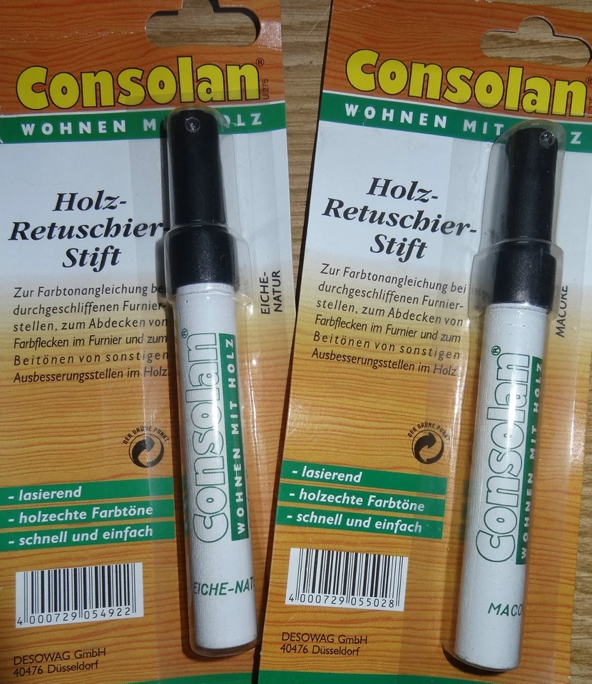 Doppelpack! Consolan Holz Retuschierstift in Eiche natur oder Macore Möbelstift - Bild 1 von 1