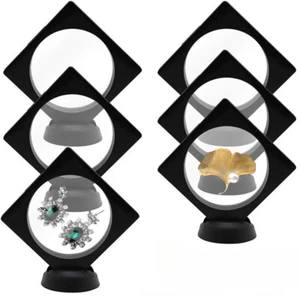 6x 3D Floating Frame Display Stands Holder Base for Jewelry Medallions Specimens - Picture 1 of 7