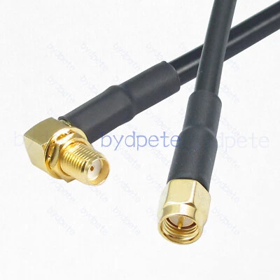 SMA Female Right Angle 90 degree bulkhead jack to SMA male RG58 RG-58 Coax cable - Image 1 of 4