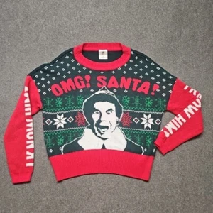 Elf OMG! Santa! I Know Him! Youth Sweater Medium Green Red Long Sleeve Christmas - Picture 1 of 6