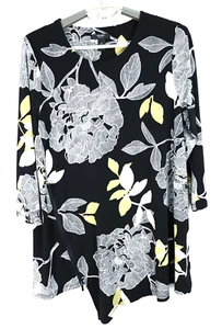 ALFANI Womens Stretch Polyester Blouse 3/4 Sleeve Floral Multicolor Size 0X Plus - Picture 1 of 14