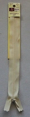   Birch  18cms (7") Off White Polyester Invisible Zipper - Image 1 of 2