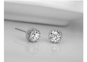 STERLING CROWN EARRINGS #zirconiaearrings #crownearrings #sterlingsilverearrings - Picture 1 of 6