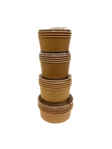 Salatschalen, Deckel Einweg Kraftpapier braun 750 1000 1100 1300 ml 1000 Stück - Bild 1 von 7