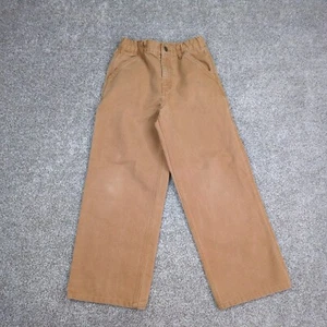 Carhartt Pants Boys 10 Brown Canvas Carpenter Adjustable Waist Rugged Jeans - Picture 1 of 11