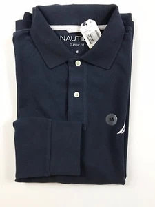 NWT Nautica Men's Classic Fit Solid Pique Mesh All Cotton Long Sleeve Polo Shirt - Picture 1 of 25