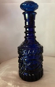 Jim Beam Vtg Cobalt Blue Liquor Bottle Decanter w/ Stopper Kentucky Derby 1971 - Picture 1 of 8