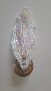 Applique in vetro di Murano foglia bianca iride ruggine oro specchio muro 1 luce - Foto 1 di 2